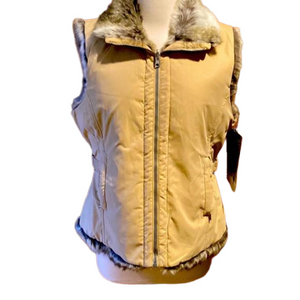 NWT Weatherproof Faux Fur Reversible Vest Size M